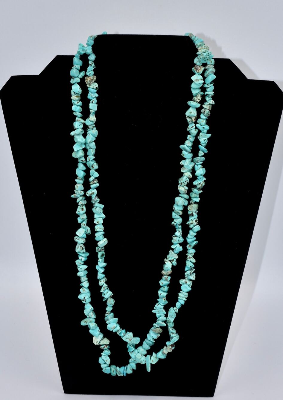 Vintage Navajo Turquoise Gemstone Raw Chip & Nugget Multi-Strand Necklace
